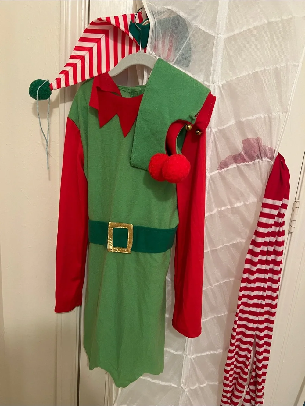 Kids Christmas Elf Costume - Green and Red